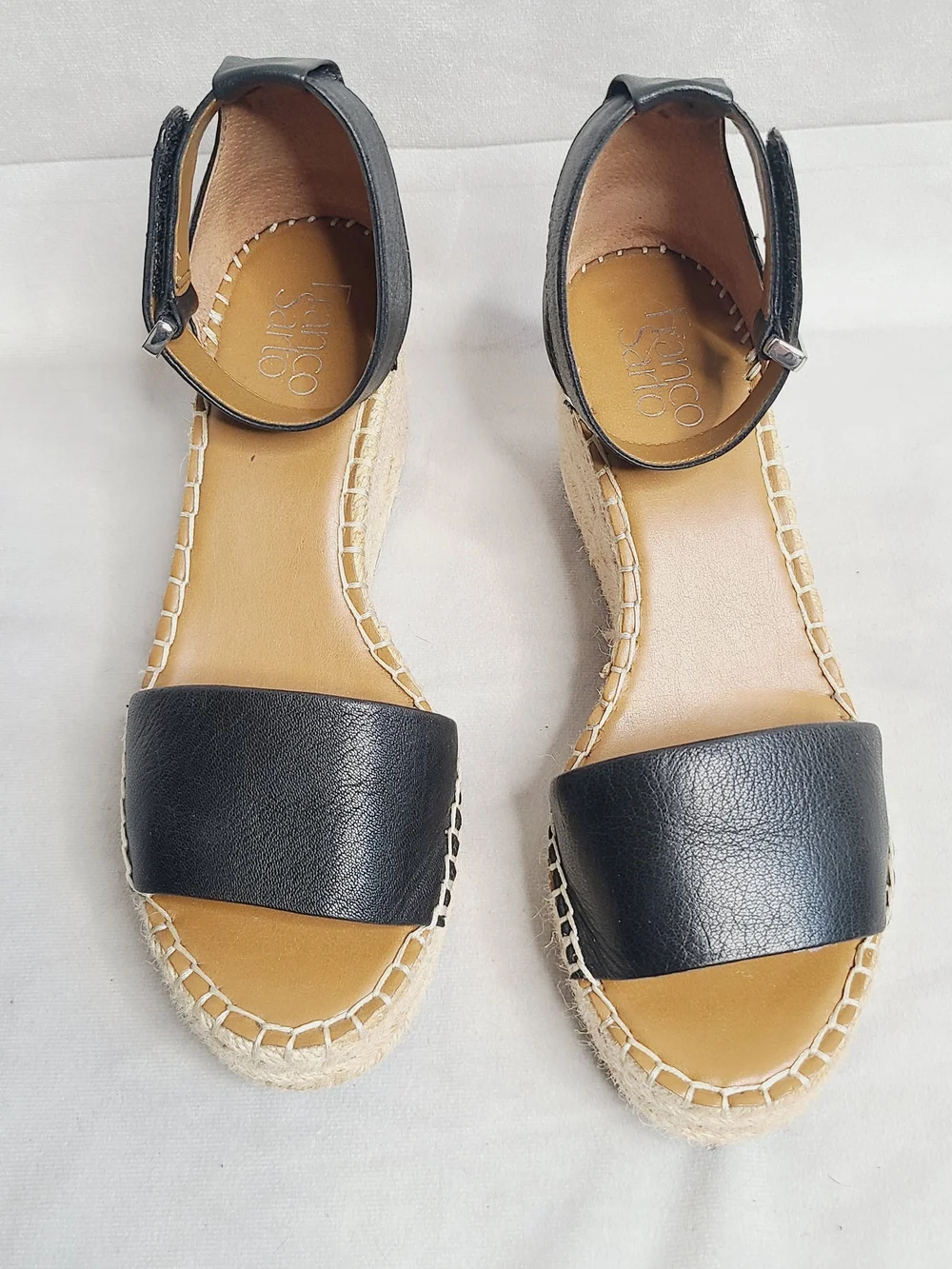 Franco Sarto Black Espadrille Wedge Sandals